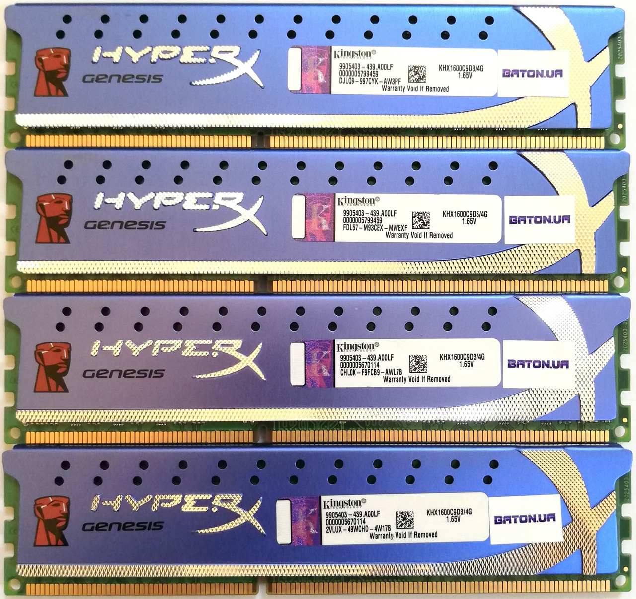 Комплект оперативной памяти Kingston HyperX DDR3 16Gb (4*4Gb) 1600MHz ...