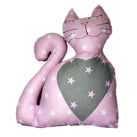 Подушка Хатка Кіт Принцеса Рожевий з сірим