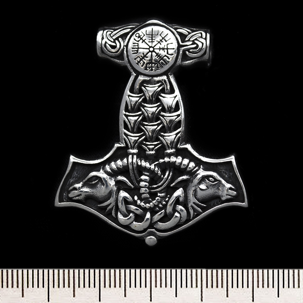 (sp-041) Кулон Молот Тора великий (рунічний компас Вегвізир) (срібло, 925 проба)