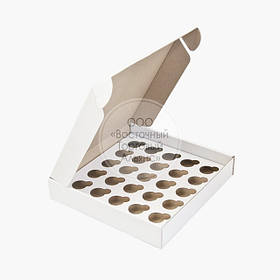 Паковання для 25 мінікексів і мафінів — Біле — 260х255х45 мм