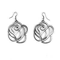 Сережки "Роза", ювелірний сплав зі срібним покриттям, застібка-петля, довжина 75 мм 37_5_48