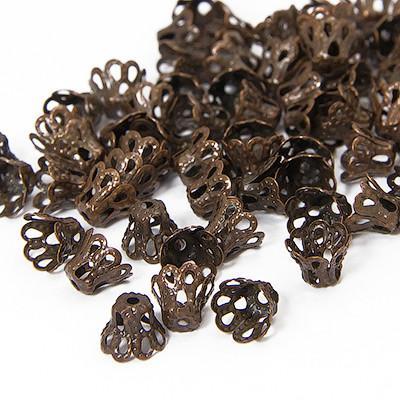 Шапочка конус для намистин 6х4,5 мм 50 шт. метал. колір мідь, фото 1