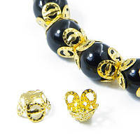 Шапочка металева для намистин, колір: золото, розмір 8х5мм (50 шт.)