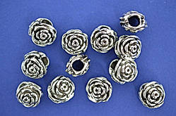 Бусини шарм металеві, троянда, 12х10х10 мм, 12 шт.