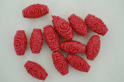 Бусини смоли бочечка 17х10 мм 12 шт червоний