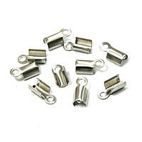 Концевики для шнура, металеві, колір- платина, 9х4,5х4 мм, 20 шт УТ 10010837