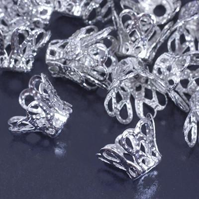 Шапочка конус металева для намистин, колір — платина, розмір 8х6 мм (100 шт.), фото 1