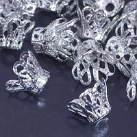 Шапочка конус металева для намистин, колір — платина, розмір 8х6 мм (100 шт.)