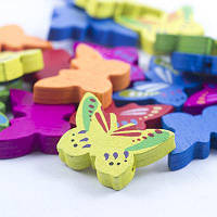 Бусини дерев'яні, пофарбовані, метелики, мікс, 17х25х4,5 мм (10 шт.) УТ0027831