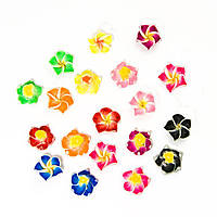 Бусини ручна робота, полімерна глина, квітка, мікс, 12х8 мм, 10 шт УТ100012693