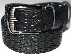 Ремінь із натуральної шкіри, дитячий, чорний, імітація плетіння, ширина 30 мм, ТМ "Диплом", (1 шт.)