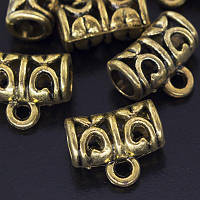 Бейли шарм металеві, широкі, 11х9х5 мм, колір античне золото, (20 шт.)