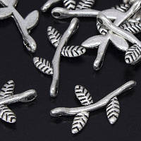 Конектори гілка, 2 отвори, металеві, колір античне срібло, 17х9.5х3 мм, 30 шт УТ0005559