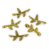 Конектори гілка, 2 отвори, металеві, колір античне золото, 17х9.5х3 мм, 30 шт. УТ 100010675