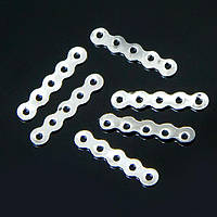 Роздільники прямокутний 5 отворів, металеві, колір-біле срібло, 17х3 мм, 100 шт УТ 10007916