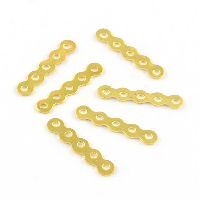 Роздільники прямокутний 5 отворів, металеві, колір-золото, 17х3 мм, 100 шт УТ 10007915, фото 1