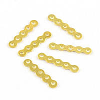 Роздільники прямокутний 5 отворів, металеві, колір-золото, 17х3 мм, 100 шт УТ 10007915