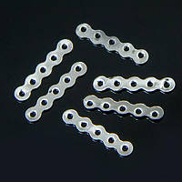 Роздільники прямокутний 5 отворів, металеві, колір-платина, 17х3 мм, 100 шт УТ 10008574