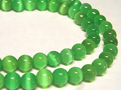 Бусини Котяче Око діаметр 8 мм колір світло-зелений 50 шт.