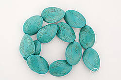 Бусини, блакитна бірюза, розмір 35х25 мм (12 шт.)