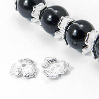 Шапочка металева для намистин, колір: срібло, розмір 11х2,5 мм УТ0010384 (30 шт)