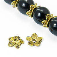 Шапочка металева для намистин, колір: античне золото, розмір 11х2,5 мм УТ007598 (50 шт.)