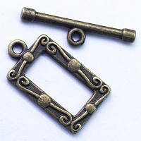 Застібка - тогла прямокутна, бронзовий колір, розмір 20х11мм (10 шт) УТ 0026190 (10 шт)