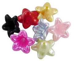 Бусини квітка акрил глянсові мікс 10х5 мм 100 шт УТ0000078