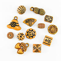 Бусини античний стиль від 5,5 до 19 мм 30 шт. акрил форма мікс колір слонова кістка