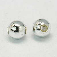 Бусини акрилові з покриттям металік, діаметр 4 мм, колір срібло (25 г) УТ10014270