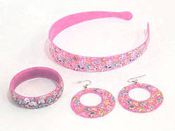 Набір дитячий 6 шт. кольору в асортименті, обруч, браслет, сережки