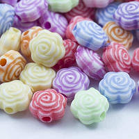 Бусини, квітка, акрил, крафт-стиль, мікс, 7,5х5 мм (260 шт.) УТ0027457