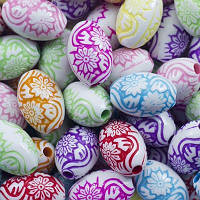 Бусини, овал, акрил, крафт-стиль, мікс, 16х10 мм (25 шт.) УТ0028651