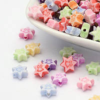 Бусини, зірка, акрил, крафт-стиль, мікс, 8х8 мм (250 шт.) УТ10014242