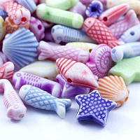 Бусини, морські, акрил, крафт-стиль, мікс, 15х7х5 мм (140 шт.) УТ0027498