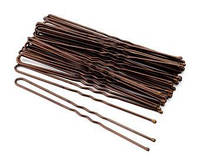 Шпильки для волосся 50 шт. коричневі метал, довжина 6,5 см