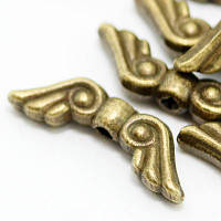 Бусини-роздільники, крила, металеві, колір бронза, 16х5х3 мм, 20 шт УТ0007639