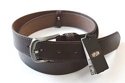 Ремінь із натуральної шкіри 40 мм коричневий, одна строчка ТМ "Диплом"