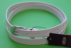 Ремінь із натуральної шкіри, жіночий, білий, тиснення, ширина 20 мм, ТМ "Диплом", (1 шт.)