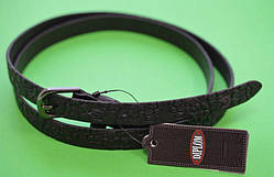 Ремінь із натуральної шкіри, жіночий, чорний, тиснення, ширина 20 мм, ТМ "Диплом", (1 шт.)