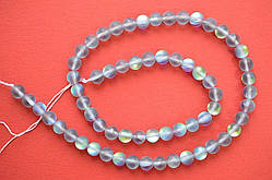 Бусини, опал синтетичний, діаметр намистини 6 мм, колір сірий матовий, (60 шт.)