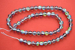 Бусини, опал синтетичний, діаметр намистини 6 мм, колір сірий прозорий, (60 шт.)