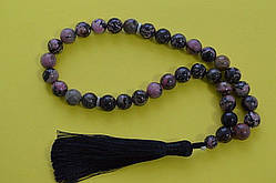 Чітки з натурального родоніту, діаметр намистин 10 мм,