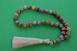 Чітки з натуральної яшми океанічної, діаметр намистин 10 мм,