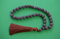 Чітки з натуральної яшми коричневої, діаметр намистин 10 мм,