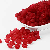 Бусини, квітка, акрил, матові, червоні, розмір 10х6 мм (90 шт.) УТ10014330