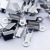 Концевики для шнура металеві колір- платина, розмір 9х3,5х4 мм, (100 шт.) УТ004259