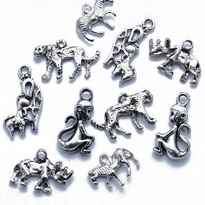 Підвіски-тварини мікс, металеві, колір-античне срібло, (10 шт.) УТ0012735, фото 1