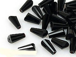 Бусини з кришталю, форма конус, колір чорний, розмір 8х4 мм (70 шт.)