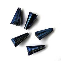 Бусини з кришталю, форма конус, колір чорний із синім відливом, розмір 8х4 мм (70 шт.)